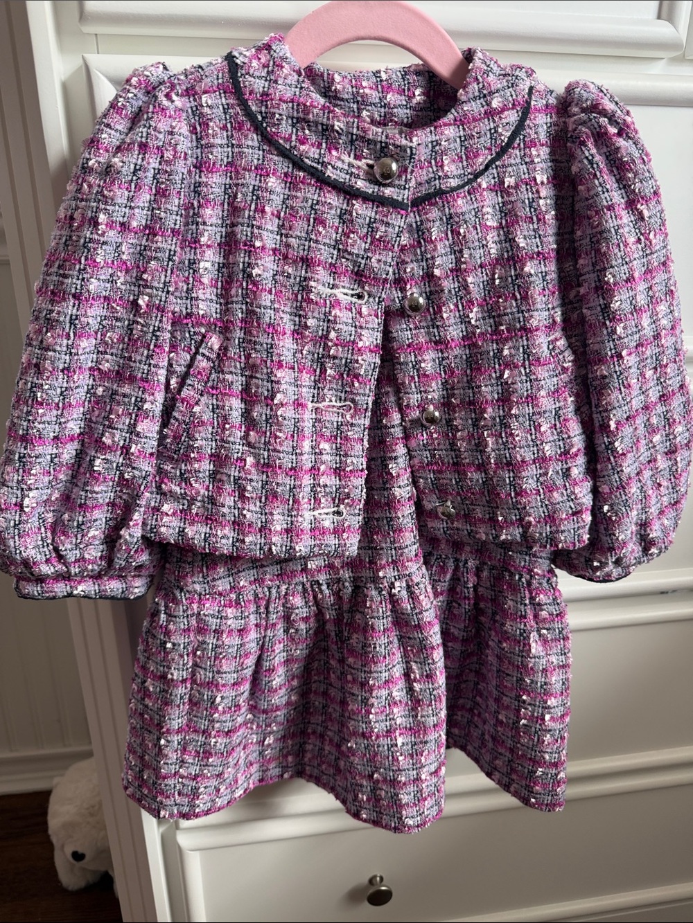 Janie and Jack Pink Tweed Dress and Jacket Set